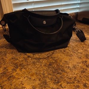 Longchamp, Lapilage, small crossbody bag in black.